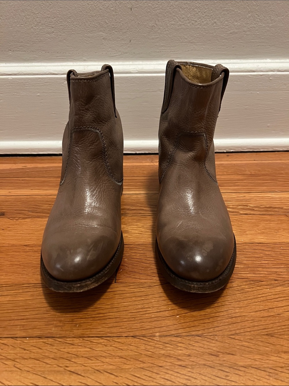 Frye Taupe Leather Ankle Booties